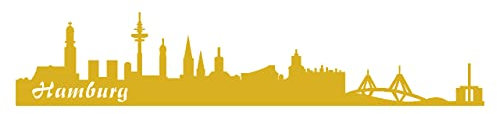 Skyline4u Aufkleber Hamburg Skyline viele Farben 15 x 3cm goldmetalleffekt