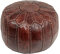 Essence of Morocco Marokkanischer Sitzkissen Pouf Bezug. Echtes Braunes Leder. Handgearbeitet und handgenäht.