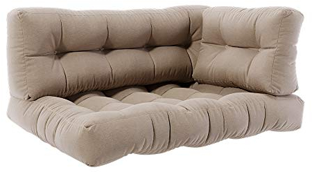 Vicco Palettenkissen Set Flocken, Outdoor Kissen, Sand, 120 x 80 cm 3 Teile