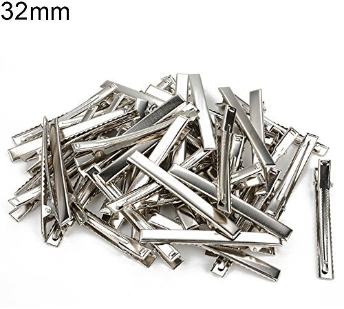 Lot de 50 mini pinces crocodiles en métal pour cheveux, accessoires pour cheveux (32 mm)