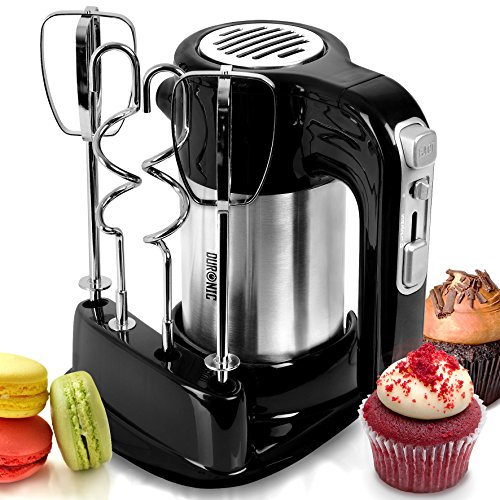 Duronic HM3 Batteur électrique de 300W avec socle de rangement 2 Batteurs et 2 Crochets à pétrir Idéal pour battre des œufs en neige et préparer de la crème des génoises des gâteaux