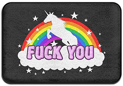 Zome Lag Fußmatte Hellodoor Unicorn Fuck You Rainbow Badematten Eingangsteppich Fußmatten Badematten Fußmatte 40X60CM