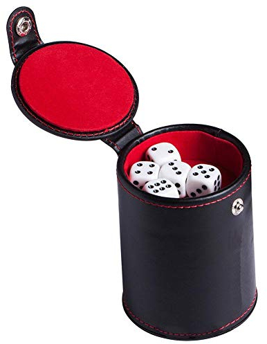 hinffinity PU Leder Würfelbecher Würfelbecherset Mit Deckel Enthält 6 Würfel, Würfelspiele, Würfelbecherset Mit Handgefühl, Gefütterter, Leiser Shaker Für Bar Party Family Würfelspiele - Schwarz