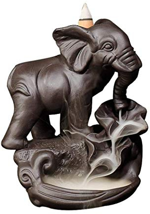 XUDREZ Porte-encens à refoulement en céramique avec 20 cônes d'encens en forme d'éléphant