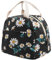 EurCross Black Lunch Bag Floral Daisy Women Tote Box Reusable Canvas Cooler Container Lunch Holder Portable Meal Prep Water-Resistant for Kids Girls for School Trip Picnic Travel