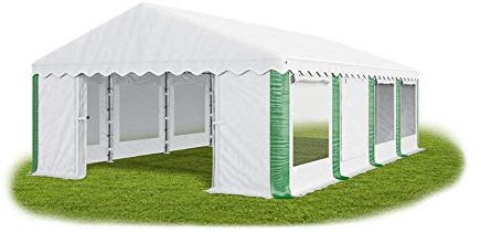 Das Company Partyzelt 6x8m Lagerzelt Universalzelt Pavillon mit Moskitonetz weiß-grün Pavillon Zelt 240g/m² PE Plane wasserdicht Gartenzelt Summer IPEM