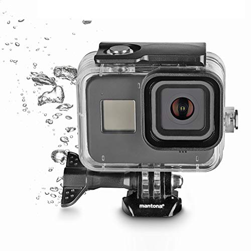 Mantona Unterwassergehäuse Deep Dive GoPro Hero 8 – Stabiles Unterwassergehäuse für Go Pro Hero8 Black, wasserdicht bis 60m, Schutz vor Stössen, Wasser, Schnee, Staub, mit GoPro kompatiblem Adapter