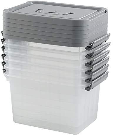 Joyeen 6 Pack Storage Boxes, Plastic Clear Storage Containers with Lids, 6 Liter