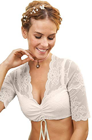 Nina von C. Spitzen Damen Dirndlbluse Liosa 16464718 | Champagner Gr. 40