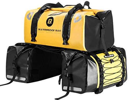 ROCKBROS Motorrad 62L Gepäckträgertaschen + 55L Gepäckrolle 100% Wasserdicht Motorradtaschen PVC Doppel Satteltaschen