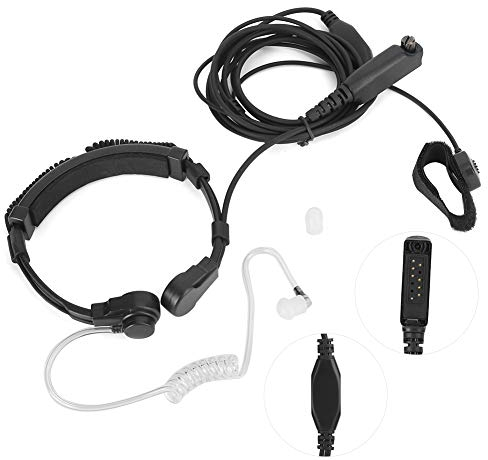 Annadue Tactical Throat Mic Headset Earpiece Scalable Throat Microphone Vibration Walkie‑Talkie Headset Radio Monitor Earpiece Tactical PTT Finger PTT Wrapped