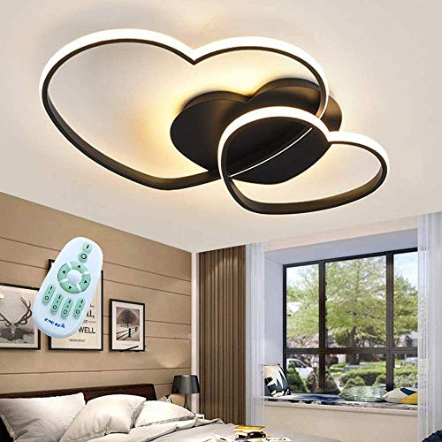 LED Deckenleuchte Modern Liebe Herz Design Deckenlampe Warme Romantische Dimmbar Fernbedienung Kronleuchter Acryl Schirm Deckenlicht Wohnzimmerlampe Esszimmer Schlafzimmer Küchen Flur Lampen,Schwarz