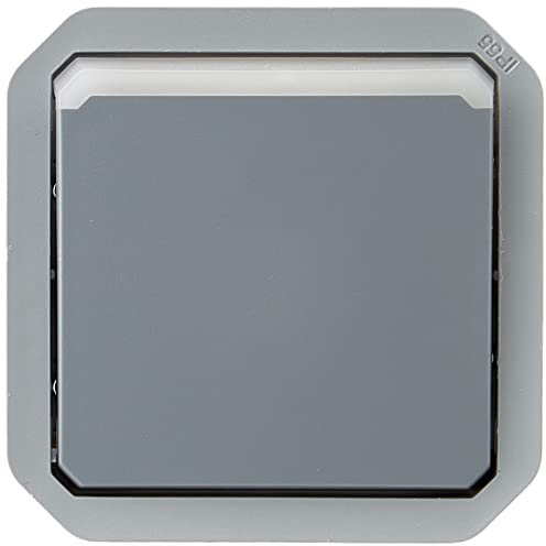 Legrand - Pulsador luminoso impermeable Plexo 10A para equipar una caja o placa soporte acabado gris