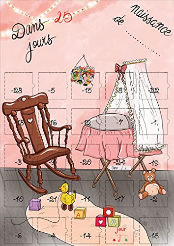 Calendrier de l'avent Naissance de bébé garçon ou fille - 25 JOURS AVANT de devenir PAPA MAMAN – cadeau future maman - Suivi de grossesse en images – guide 25 jours (Avant la Naissance Rose et Gris)
