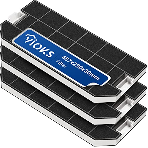 VIOKS Dunstabzug Filter Dunstabzugshaube Aktivkohle SET 3x Ersatz für Bosch Filter 00460367 / 487x230 mm & Aktivkohlefilter Dunstabzugshaube/Kohlefilter für Siemens Dunstabzugshaube Bosch