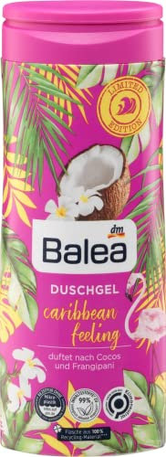 Balea Duschgel Caribbean Feeling erfrischend tropischer Duft nach Cocos & Frangipani für ein tägliches Wohlfühlerlebnis und gepflegte, zart duftende Haut, Limited Edition, 300 ml