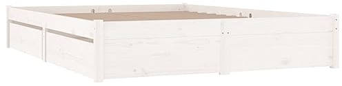 vidaXL Bett, Bettrahmen Bettgestell mit Lattenrost Schubladen, Holzbett Massivholzbett für Schlafzimmer, Doppelbett Schlafzimmerbett, Weiß 180x200cm
