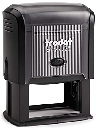 Trodat - Printy 4928 - Custom Stempel mit Wunschtext personalisieren, hier gleich online gestalten Gehäusefarbe schwarz – Adresstempel - Firmenstempel - mit Wunschtext – 60x33 mm - 9 Zeilen
