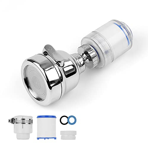 Tre Modalità Rompigetto Rubinetto, CHSEROK Rotazione 360° Filtri Rubinetto, Filettatura Esterna M22, con 2 Pezzi di Filtro in Cotone PP, Adatto per Cucina e Bagno