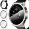 iVoler 3 Pezzi Cover con Vetro Temperato per Amazfit GTR 4, Copertura Completa Custodia Rigida PC, HD Clear Pellicola Protettiva Anti-Graffio Case, 2 Trasparente + 1 Nero