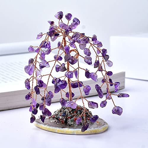 Natürlicher Amethyst Baum Des Lebens Kristalledelstein Trauerweide Achat Scheiben Edelstein Bäume Wohnkultur,Amethyst,1Stk