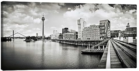 Posterlounge Typisch Düsseldorf | 01 (s/w) Leinwandbild von Frank Wächter 40 x 20 cm Schwarz-Weiß Wandbilder Wanddeko