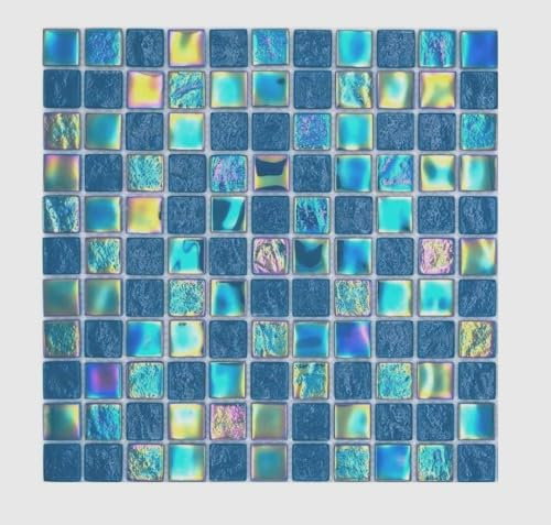 Glasmosaik Mosaikfliese small flip flop irisierend türkisblau mehrfarbig MOS65-S63