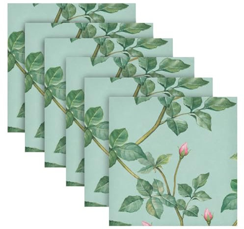 Stoffservietten, englische Rosen, Stoffservietten, 6 Stück, waschbar, wiederverwendbar, Polyester, Tischservietten für Familienessen, Party, Urlaub