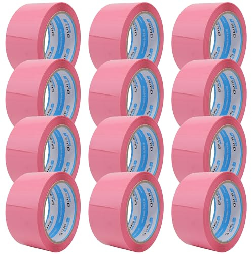 gws Paketklebeband 12 Rollen pink Geräuscharmes Universalklebeband zum Verpacken von Paketen - Hohe Klebekraft - Profi-Qualität 66 m Länge 50 mm Breit