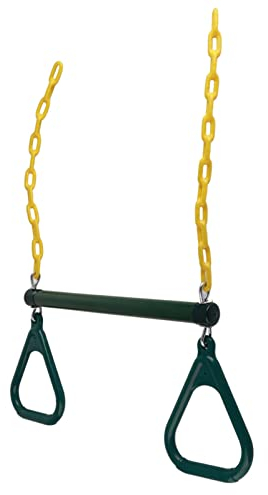 Trapez Set mit Stahlstange und Kunststoffringen 28,7 x 17,7 Zoll Spielplatz Schwingstange Ringsketten Set, Fitnessgerate draussen Fitness für Spielplatz und Fitness