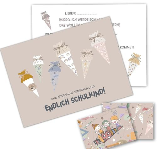 Nikolaus 12 Einladungskarten Einschulung Einladung Einschulung mit Umschlägen 2024 Schulkind Schulanfang Einladung Karten Schuleinführung für Junge Mädchen 1. Schultag