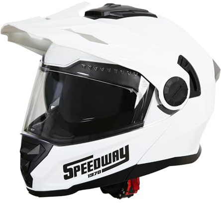 Speedway-Motorradhelm – Löwe – Motocross-Helm, ideal für Männer und Frauen, unser Integral-Motorradhelm ist ideal für Motorrad-Trail, ECE- und DOT-zugelassene Motorradhelme – Weiß