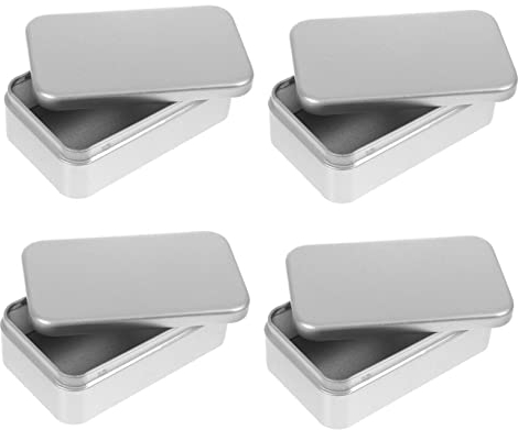 Hoement 4 Uds Tarro De Caja De Con Textura Mate Lata Portátil Tarro Cuadrado Para Dulces Lata Decorativa Lata De Té Lata Pequeña Lata Práctica Lata Sellada
