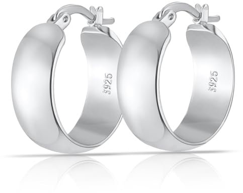 Rajputana Creolen Silber Groß 925 Für Damen 8mm Breite Large Hoop Earrings Hypoallergene Echt Silber Creolen Große Für Frauen Leichte Klobige