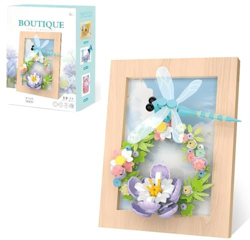 GaoDeBuChou Photo Frame Decoration,Flowers Picture Frames Micro Building Block Set,Gifts for Boys Girls Age 10 11 12 13 14+ Teens Adults,Not Compatible with Major Brands(306PCS Magnetic Design)