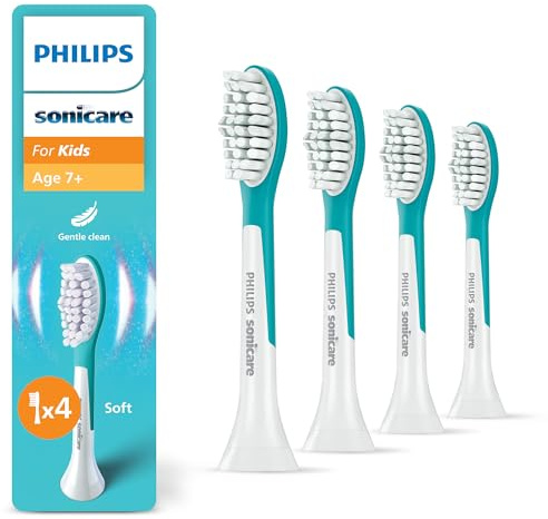 Philips Sonicare For Kids, Original Ersatzbürstenköpfe für Kinder ab 7 Jahren, 4er-Pack, HX6044/90