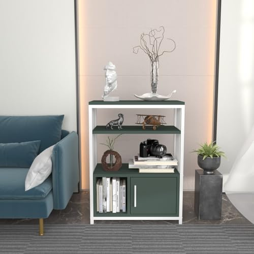 Stylish Green & White Bookshelf, 60 cm x 80 cm x 29.6 cm | 100% Melamine Coated Particle Board, 18 mm Thick | Perfect for Modern Home Decor & Organization