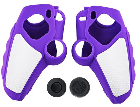 JZ Anti-Slip PS5 Controller Caso, Morbida Gomma Caso Protector Per ps5, Silicone PS5 Controller Cover con Pollice Grip Gaps Lavabile -Purple