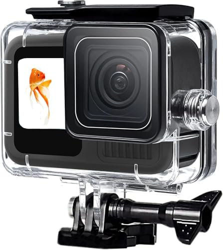 Custodia impermeabile da 60 m per GoPro Hero 9/10/11/12/13, 60 m, resistente all'acqua, custodia protettiva con clip di montaggio rapido e inserti anti-appannamento per Gopro Hero 9/10/11/12/13 Action