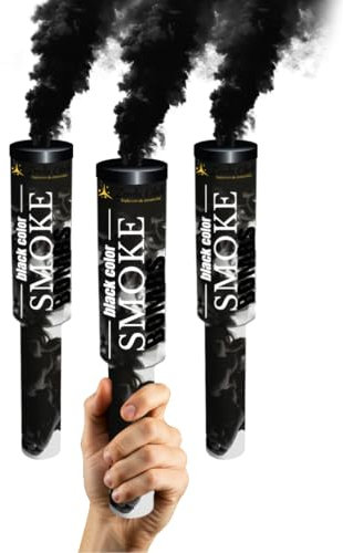 Lot de 3 Fumigènes à Main Noir – Déclenchement à Goupille, Durée 60 Secondes, Couleurs Vibrantes | Fumigène Couleur à Tenir en Main – Catégorie F1 | Zenda Club® – Livraison Gratuite 48H