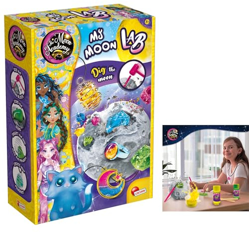 Lisciani - Moon Academy - Mein Mondlabor - Edelstein-Ausgrabungsset für Kinder ab 8 Jahren - Schmuckkästchen - Manuelle Aktivität - Kreative Geschenkidee für Geburtstag und Jubiläum