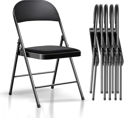 Asdsed Klappstühle 6er Set, Hochbelastbare Klappstuhl Gepolstert, Vormontiert, 204KG Tragkraft, Metall-Klappstuhl für Innen- und Außenbereich, Veranstaltungen, Büro, Garten, Schlafzimmer