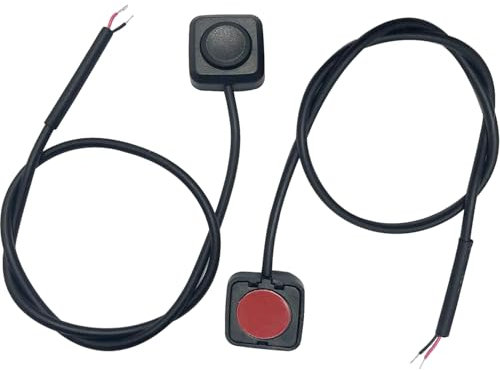 Powice 2 x Taktschalter mit Selbstklebender Rückseite, 12 V/24 V Druckknopf-Momentschalter mit 30 cm Kabel, Konvertierung 12 V/24 V, Mini Taste für die Steuerung von Elektronischen Geräten