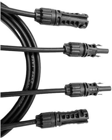 Stäubli Qabl Extension Cable 2 x 5 m 6 mm² Including Solar Plug Original MC4 Evo2 Photovoltaic and Solar Cable with Plug PV Solar Systems and Balcony Power Plants Solar Panel Extension (5 m)