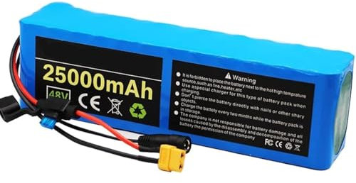 48V 25Ah Batteries Pour Vélo, 48V 13S3P Batterie E-Bike Rechargeable Étanche Batterie Haute Puissance, Pour Moteur Scooter Hoverboard Batterie, Avec Chargeur XT60