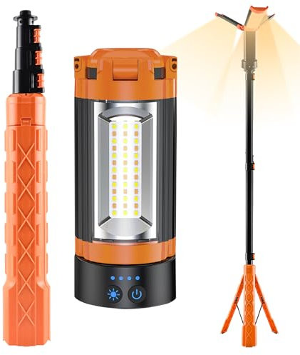 Huvqianu Telescopic Camping Light,LED Fishing Lantern - 10000mAh Extendable Flashlight Waterproof Magnetic Lamp Dimmable Tripod Worklights with Stand for Hiking Home