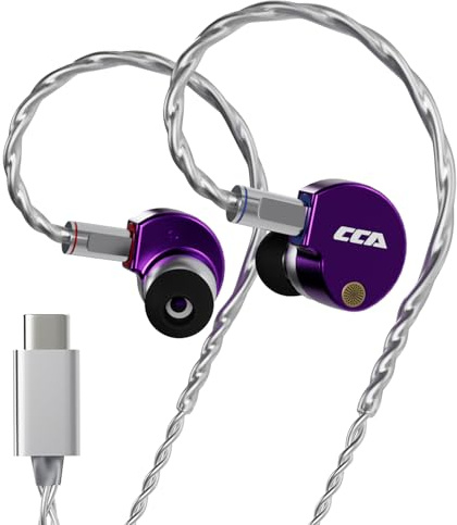 CCA Phoenix In-Ear Monitor Headphones, Dual-Magnet Dynamic Driver IEM with HiFi Clear Sound & Deep Bass, Full-Metal Professional Gaming Earbuds for Musicians, Singers, and Audiophiles
