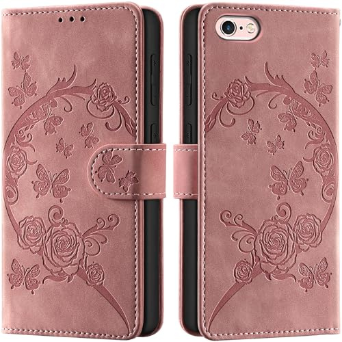 Phone Case for iPhone 6 / 6s, Pink | RFID Blocking, Card Slots, Kickstand, Magnetic Closure, Shockproof Flip Cover Leather Wallet