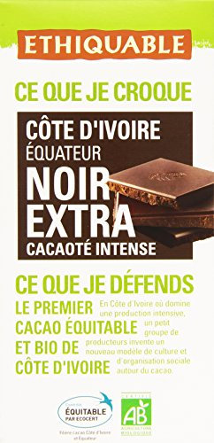 Ethiquable Tablette de Chocolat Noir Bio 100 g