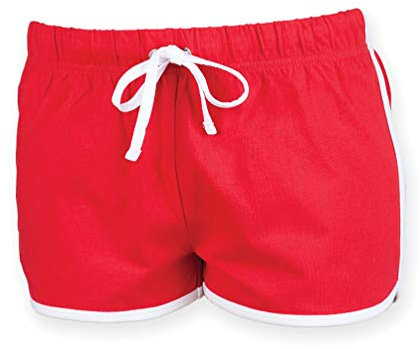 Skinni Fit Womens/Ladies Retro Training / Fitness Sports Shorts (S) (Red/ White)